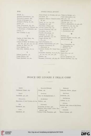 V. Indice dei luoghi e delle cose