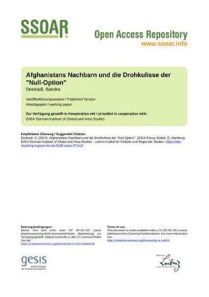 Afghanistans Nachbarn und die Drohkulisse der "Null-Option"