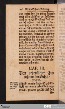 Cap. III. Von ordentlicher Einrichtung des Schul-Wesens.