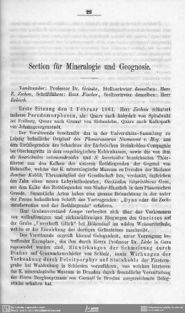 Section für Mineralogie und Geognosie