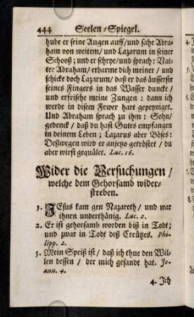 444-454, Wider die Versuchungen, welche dem Gehorsamb ...; ...