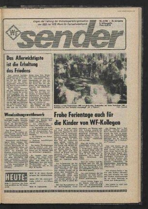 Betriebszeitung 'WF-Sender', Nr.27/1983 (2. Juliausgabe 1983)
