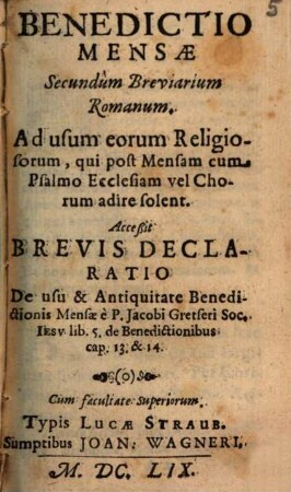 Benedictio mensae secundum Breviarum rom.