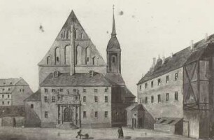 Dresden. Sophienkirche, Westseite mit Hofstallamt