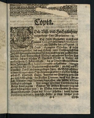 1r-3r, Copia Ihrer Königl. Majestät zu Schweden ...