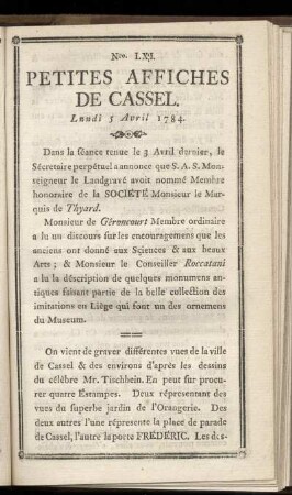 No LXI (Lundi 5 Avril 1784)