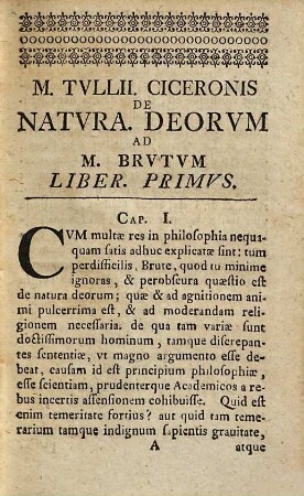 Marci Tullii Ciceronis De natura deorum libri tres