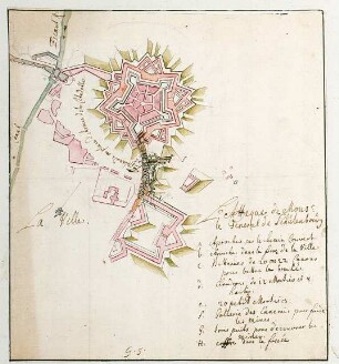 WHK 14 Spanischer Sukzessionskrieg 1701-1713 bis zum Frieden von Rastatt: Plan des Angriffs von General Schulenburg auf die Zitadelle von Tournai, 1709