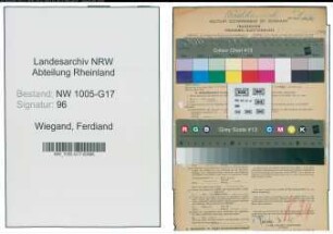 Entnazifizierung Ferdiand Wiegand , geb. 22.08.1900 (Buchhaendler)