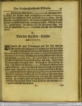 X. Von der Kirchen-Censur und Disciplin