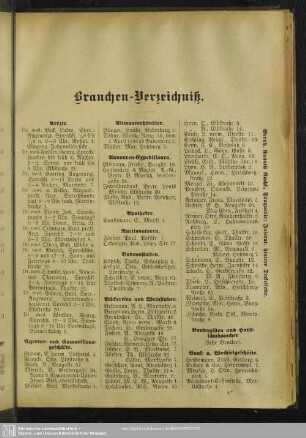 Berufsklassen und Gewerbebetriebe : Branchen-Verzeichniß