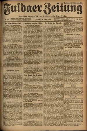 Erste Ausgabe vom Freitag, den 16. Mai 1924.