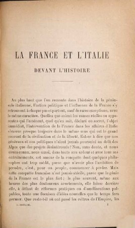La France et l'Italie devant l'histoire
