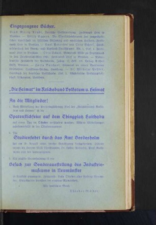 "Die Heimat" im Reichsbund Volkstum u. Heimat