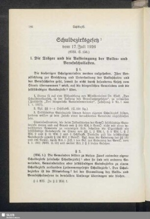 Schulbezirksgesetz vom 17. Juli 1926