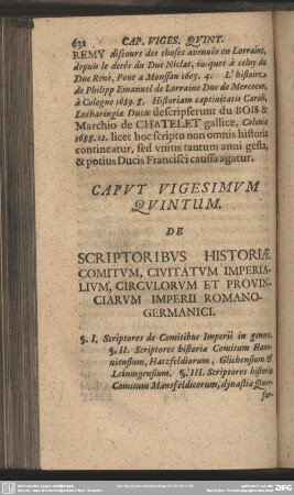 Caput Vigesimum Quintum. De Scriptoribus Historiae Comitum, Civitatum Imperialium, Circulorum Et Provinciarum Imperii Romano-Germanici