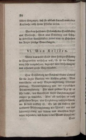 VI. Von Koliken.