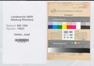 Entnazifizierung Josef Gehlen, geb. 13.05.1899 (Bauingenieur)