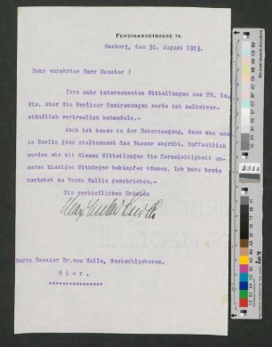 Brief an Werner von Melle