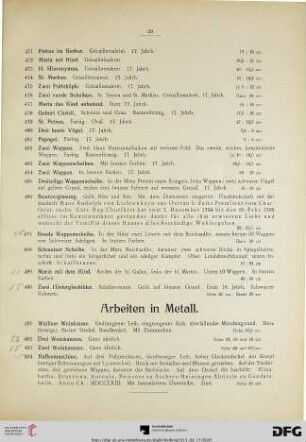 Arbeiten in Metall (Nr. 491-519a)