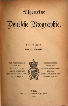 Allgemeine Deutsche Biographie, 3. Bode - v. Carlowitz