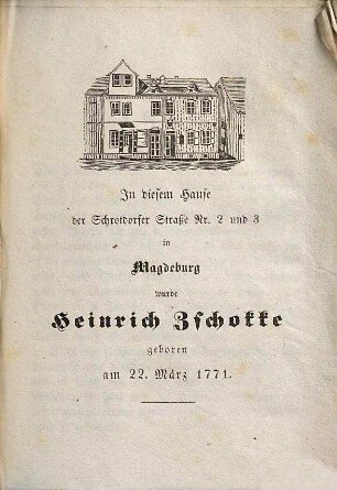 Heinrich Zschokke's Geburtstagsfeier in Magdeburg am 22. März 1842 und 1843