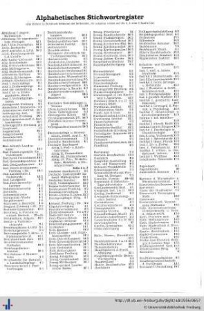Alphabetisches Stichwortregister.