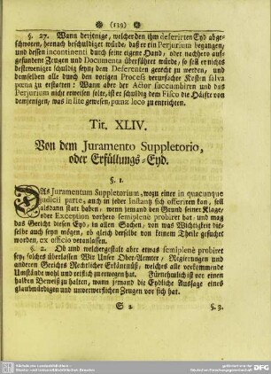 Tit. XLIV. Von dem Juramento Suppletorio, oder Erfüllungs-Eyd