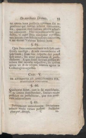 Cap. V. De Attributis Et Affectionibus Substantiarum Finitarum