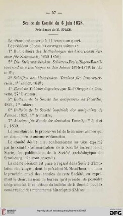 Séance du Comité du 6 juin 1858