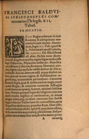 Francisci Balduini Iuriscons. Commentarij.De Legibvs XII Tabvlarvm