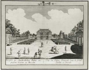 Ansicht des Palais im Großen Garten zu Dresden, Kupferstich, um 1780