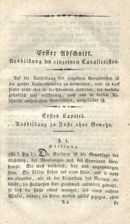 Erster Abschnitt. Ausbildung des einzelnen Cavalleristen.