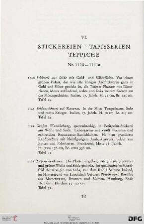 VI. Stickereien, Tapisserien und Teppiche (Nr. 1120-1141a)