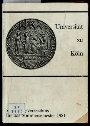 Vorlesungsverzeichnis Universität Köln SS1981