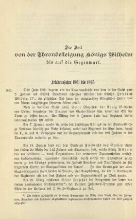 Friedensjahre 1861 bis 1865