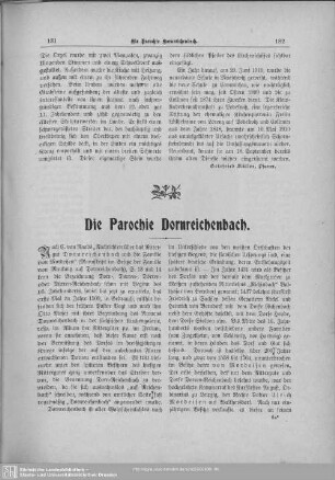 Die Parochie Dornreichenbach