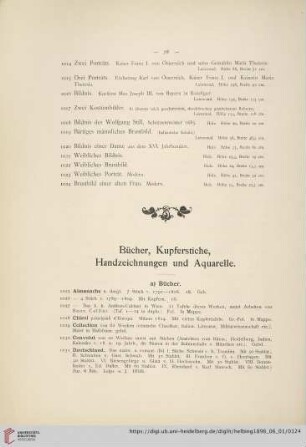 Bücher, Kupferstiche, Handzeichnungen und Aquarelle