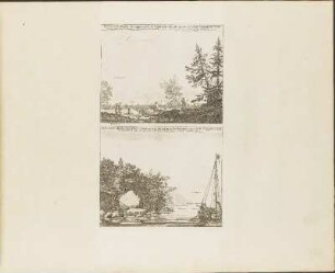 Kupferstich: Delineatio fontis Swingarnensis in Upplandia siti, ... / Delineatio lapidis cuiusdam haud procul ab antiqva Gothorum regia sede ...