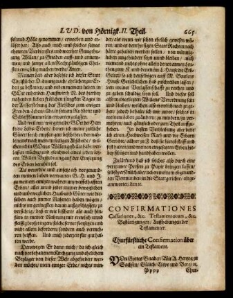 Confirmationes Cassationes, &c. Testamentorum, &c. Bestättigungen/ Auffhebungen der Testamenter.