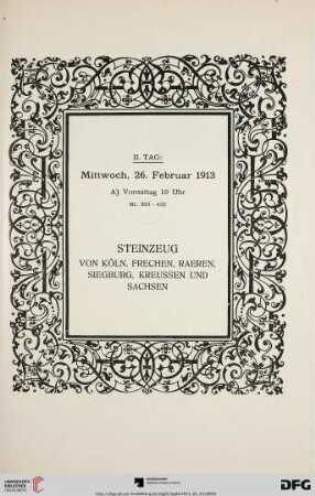 II. Tag: Mittwoch, 26. Februar 1913