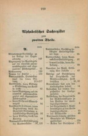Alphabetisches Sachregister zum zweiten Theile.