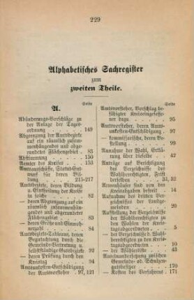 Alphabetisches Sachregister zum zweiten Theile.