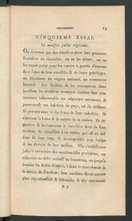 Cinquieme Essai: Le ministre public négociant.