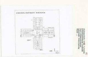 Kreiskrankenhaus Wiesloch (Diplomarbeit bei Peter Poelzig): Grundriss 1. Obergeschoss 1:200