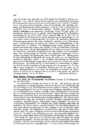 Ärzte, Erzieher, Fürsorger, Ausbildungsfragen