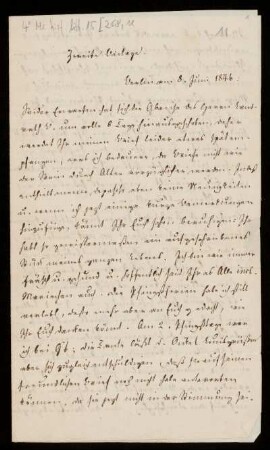 Brief von Wilhelm Christoph Friedrich Arnold an Nikolaus Ludwig Arnold und Marie Dorothea Juliane Ernst