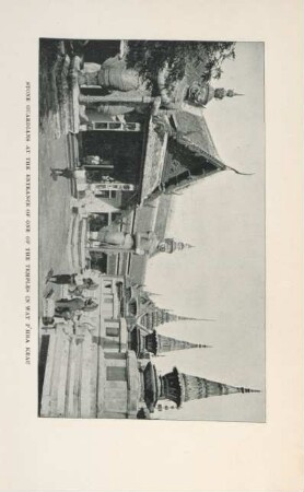 Stone guardians at the entrance of one of the temples in Wat P'hra Keau
