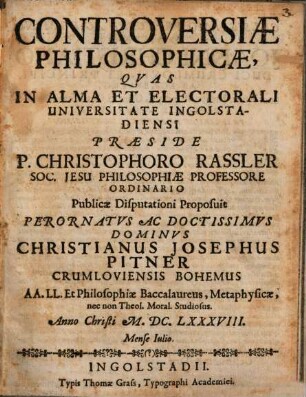 Controversiæ Philosophicæ