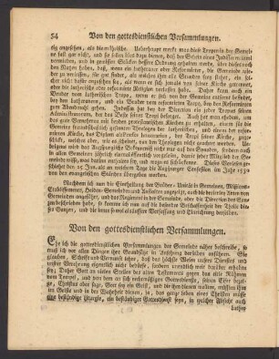 Von den gottesdienstlichen Versammlungen